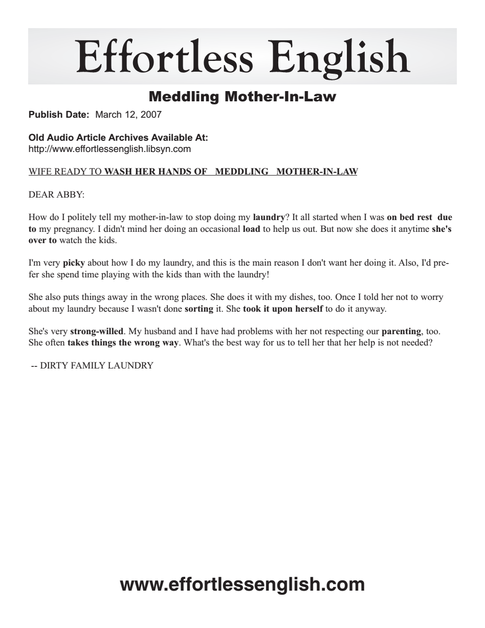 Meddling Mother-In-Law